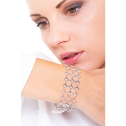 18k white gold soft link bracelet with diamonds  2