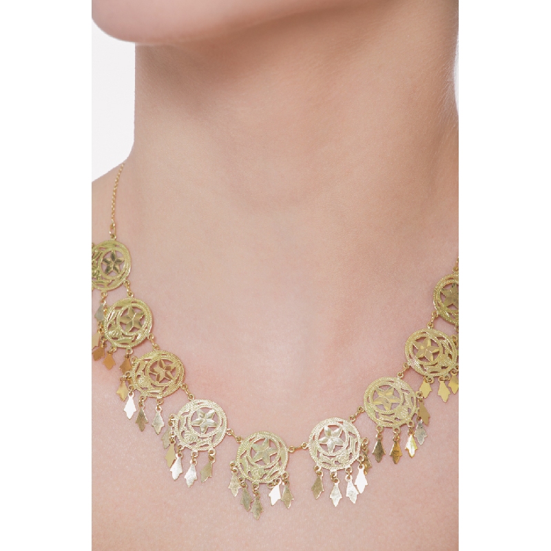 Ethnic necklace in 18k yellow gold