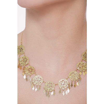 Ethnic necklace in 18k yellow gold