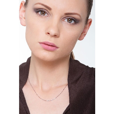 Catena maglia rolò in oro bianco 18k, cm 45.