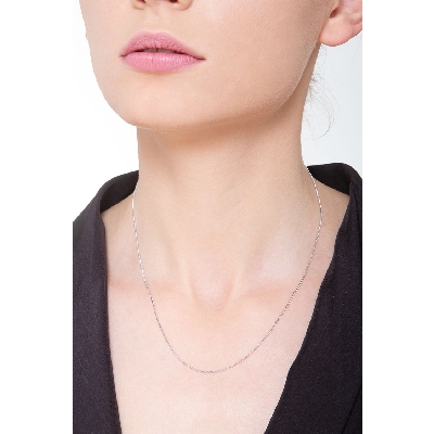 Man small chain in 18k white gold