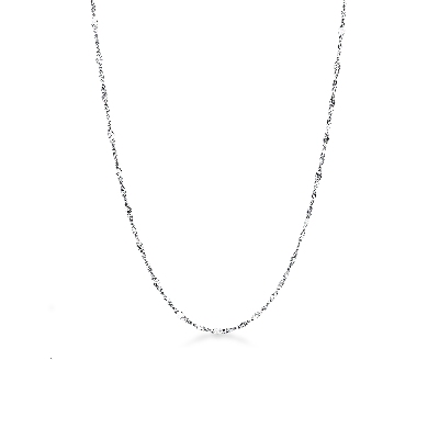 Textured link chain in 18k white gold, 40 cm long