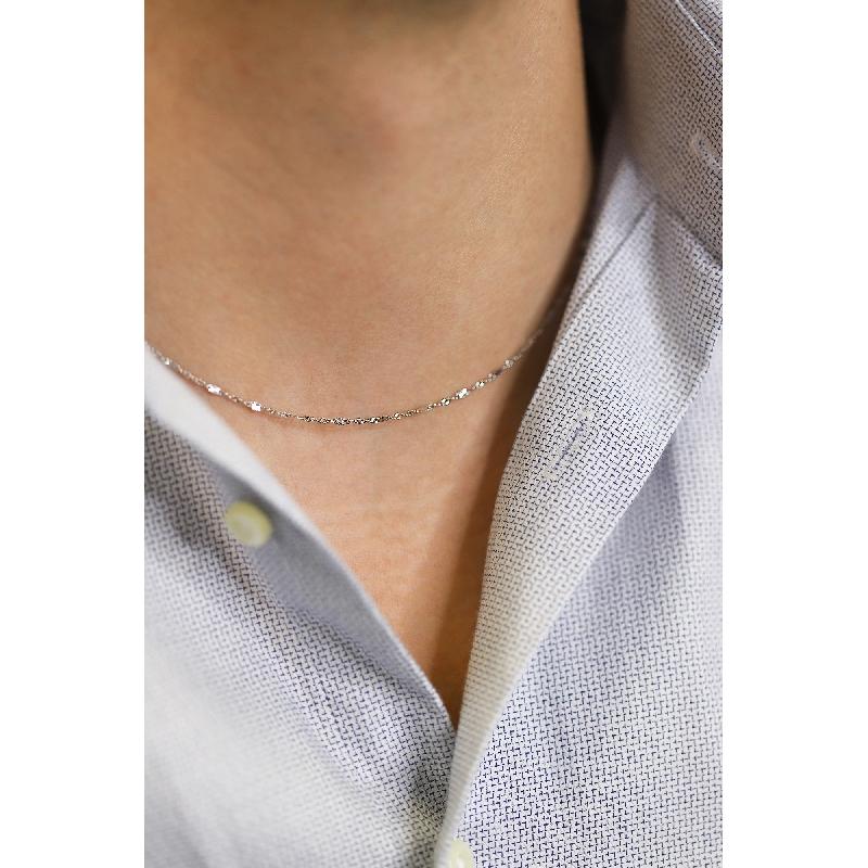 18k white gold chain with textured links