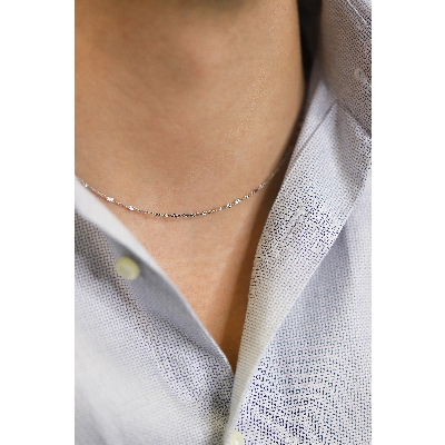 18k white gold chain with textured links