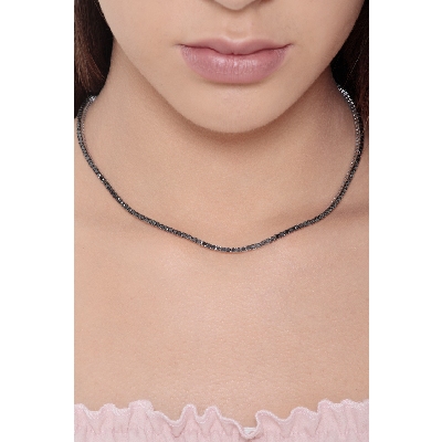 Tennis necklace in white gold 18k with black diamonds