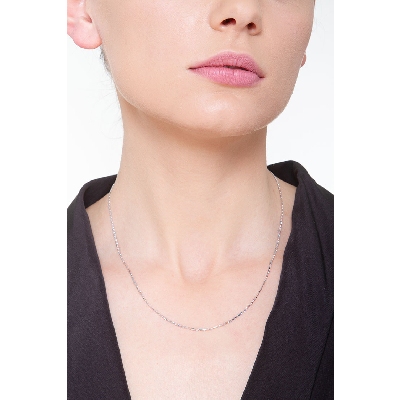 Thin Necklace 18k White Gold, cm 45