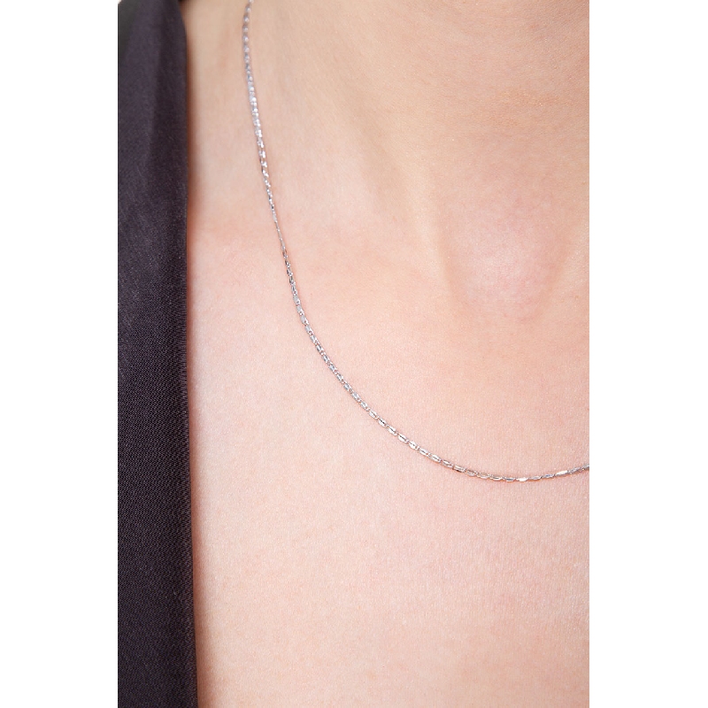 Thin Necklace 18k White Gold, cm 45