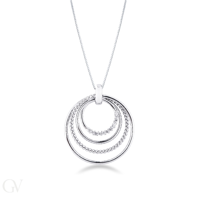 Fancy circles pendant in 18k white gold