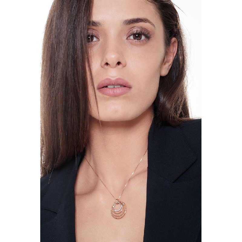 Fancy circles pendant in 18k white and rose gold