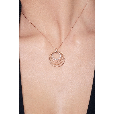 Fancy circles pendant in 18k white and rose gold