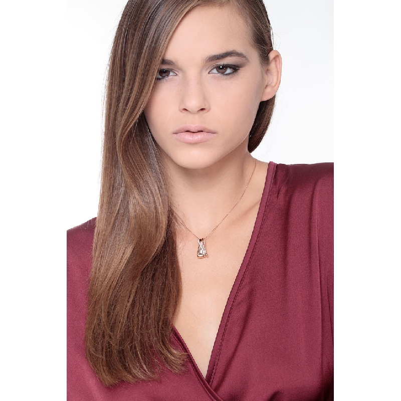 18k white and rose gold bands pendant with diamonds