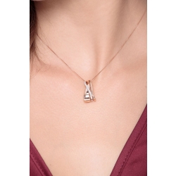 18k white and rose gold bands pendant with diamonds 2