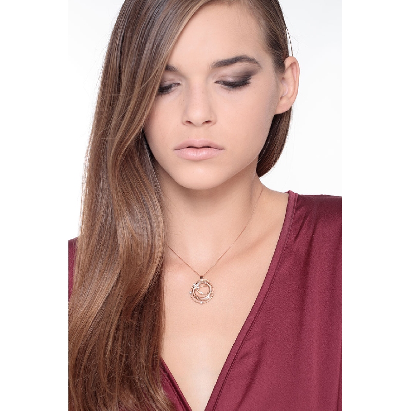 Fancy wire pendant with diamonds in 18k rose gold