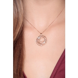 Fancy wire pendant with diamonds in 18k rose gold 2