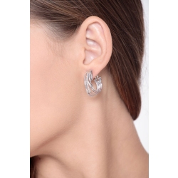 Braided wire hoops earrings in 18k white gold and diamonds 2