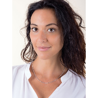 Diamond cut spheres necklace in 18k white gold, 45 cm