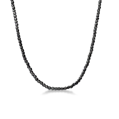 Burnished black gold 18k necklace diamond cut 