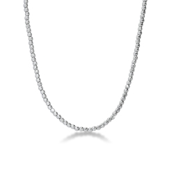 Diamond cut spheres necklace in 18k white gold, 50 cm 