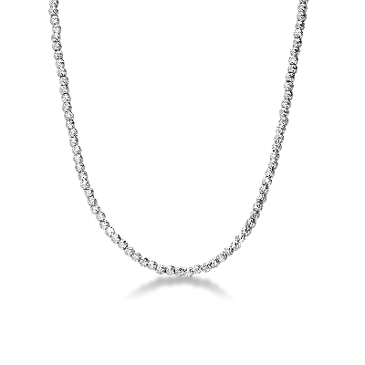 Diamond cut spheres necklace in 18k white gold, 50 cm 