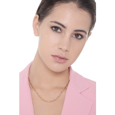 Diamond cut spheres necklace in 18k yellow gold, 45 cm 