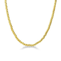 Diamond cut spheres necklace in 18k yellow gold, 45 cm 