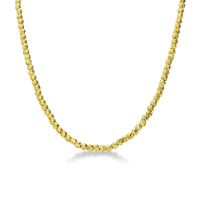 Diamond cut spheres necklace in 18k yellow gold, 45 cm 