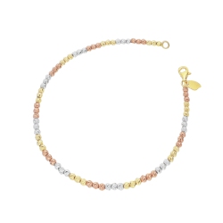 Bracelet with textured spheres in 18k rose, yellow and white gold