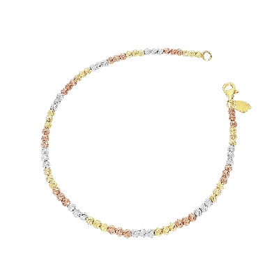 Bracelet with textured spheres in 18k rose, yellow and white gold