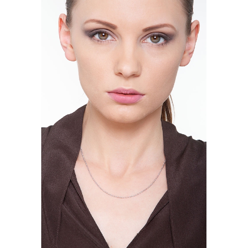 Thin belcher chain in 18k white gold, 45 cm