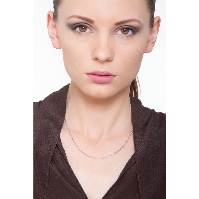 Thin belcher chain in 18k white gold, 45 cm