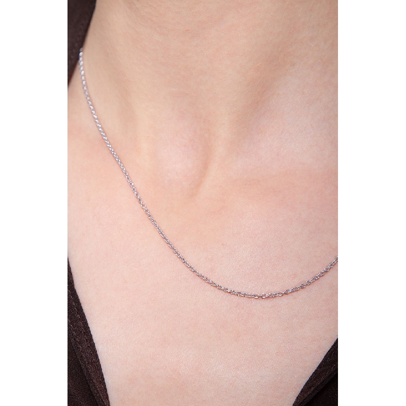 Thin belcher chain in 18k white gold, 45 cm