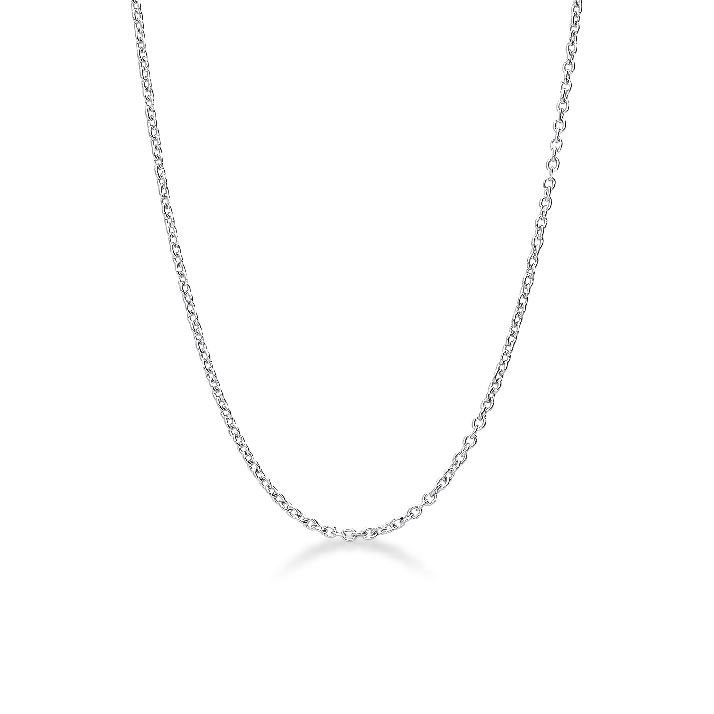 Thin belcher chain in 18k white gold, 45 cm