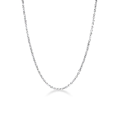 Thin belcher chain in 18k white gold, 45 cm