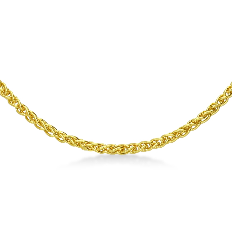 Catena maglia spiga in oro giallo 18k, cm 50