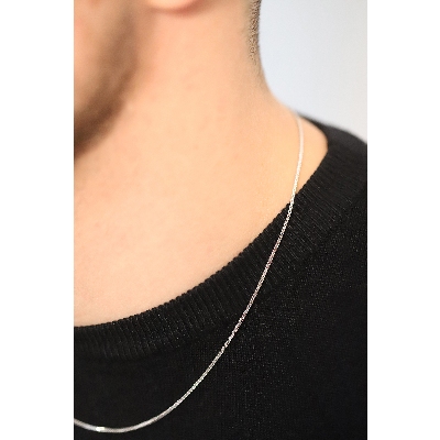 18k white gold knurled chain 