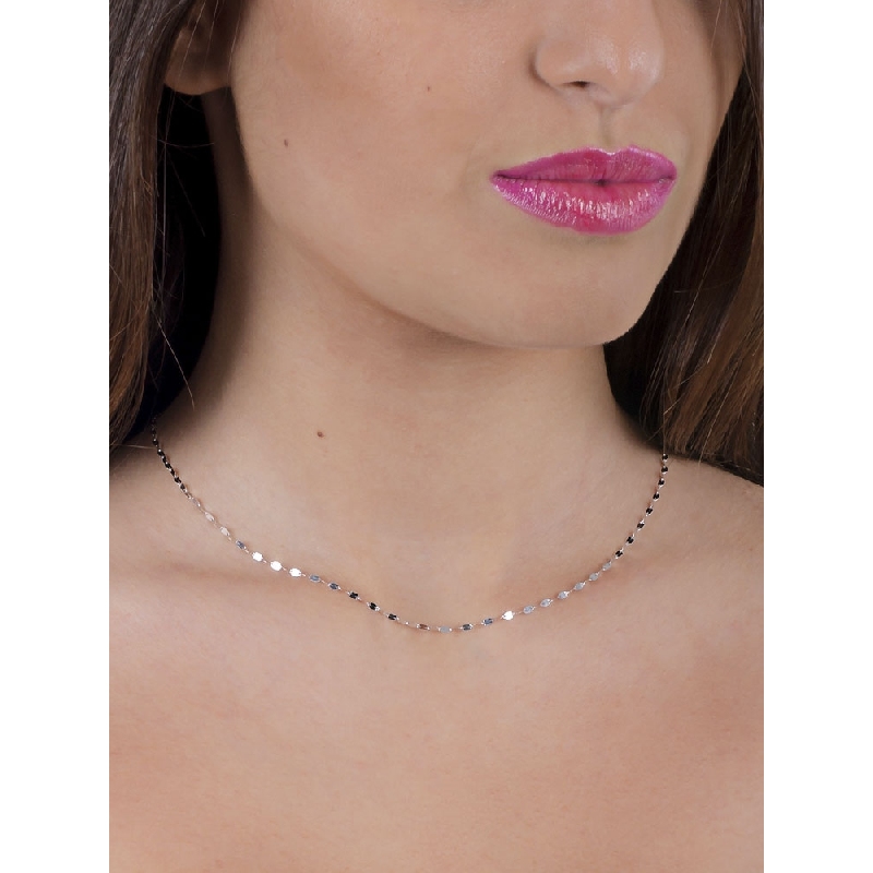 White gold 18k 40 cm knurled chain 