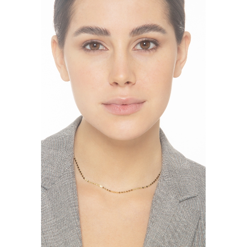 18k yellow gold knurled chain, 40 cm