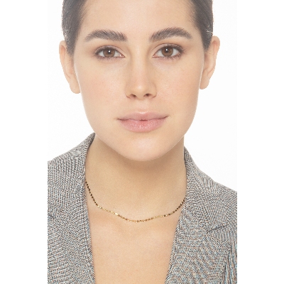 18k yellow gold knurled chain, 40 cm