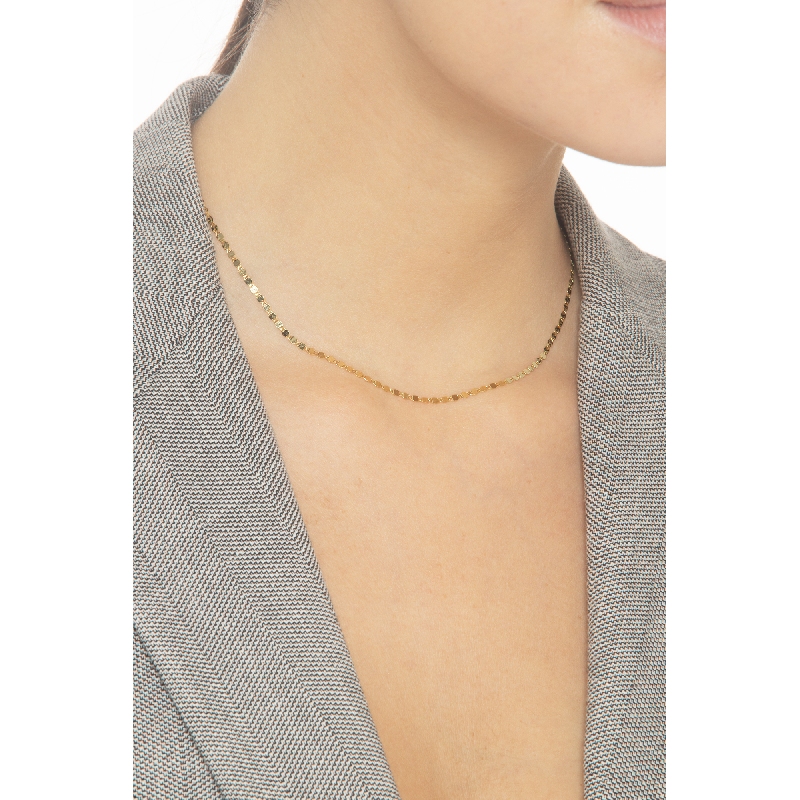 18k yellow gold knurled chain, 40 cm