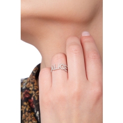 Anello personalizzabile in oro Bianco 18k e diamanti, ALICE 2