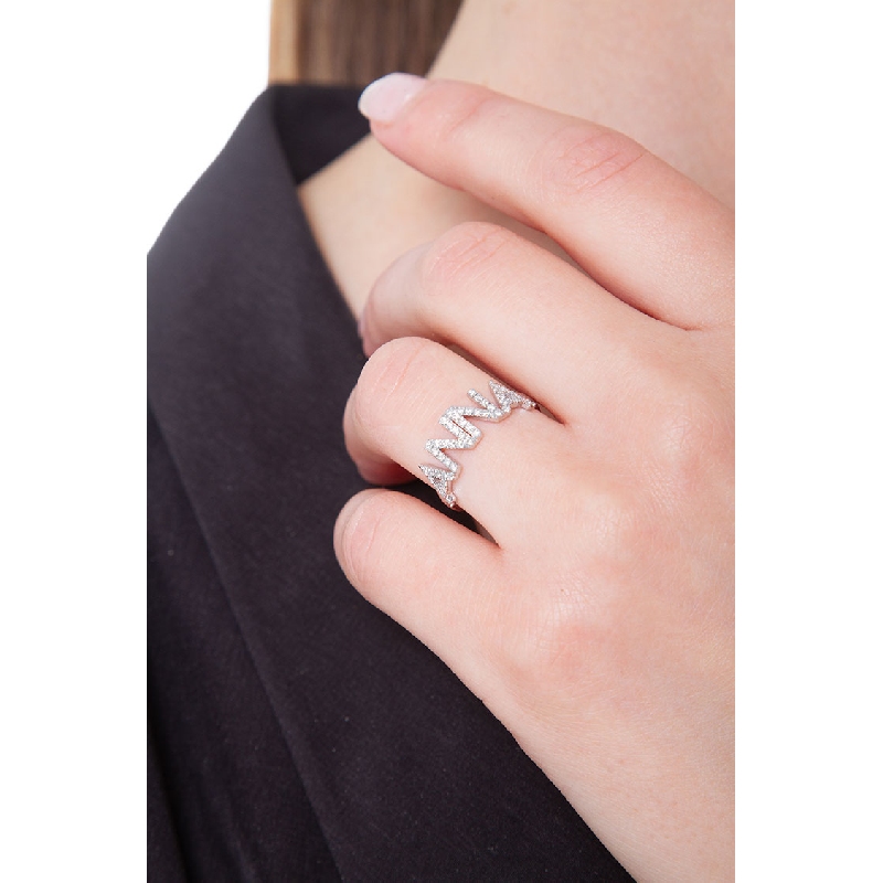 Anello personalizzabile in oro Bianco 18k e diamanti, ANNA