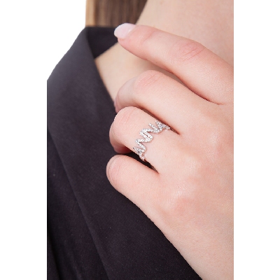 Anello personalizzabile in oro Bianco 18k e diamanti, ANNA