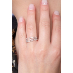 18k white gold name ring ELENA with diamonds  2
