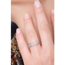 18K white gold name ring GIULIA with diamonds  2