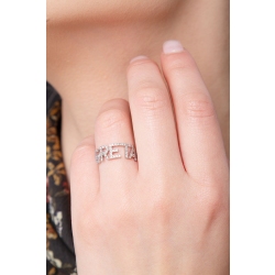18K white gold name ring GRETA with diamonds  2