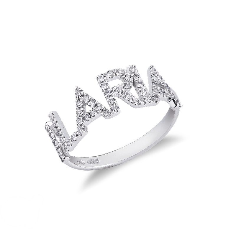 18k white gold name ring ILARIA with diamonds 