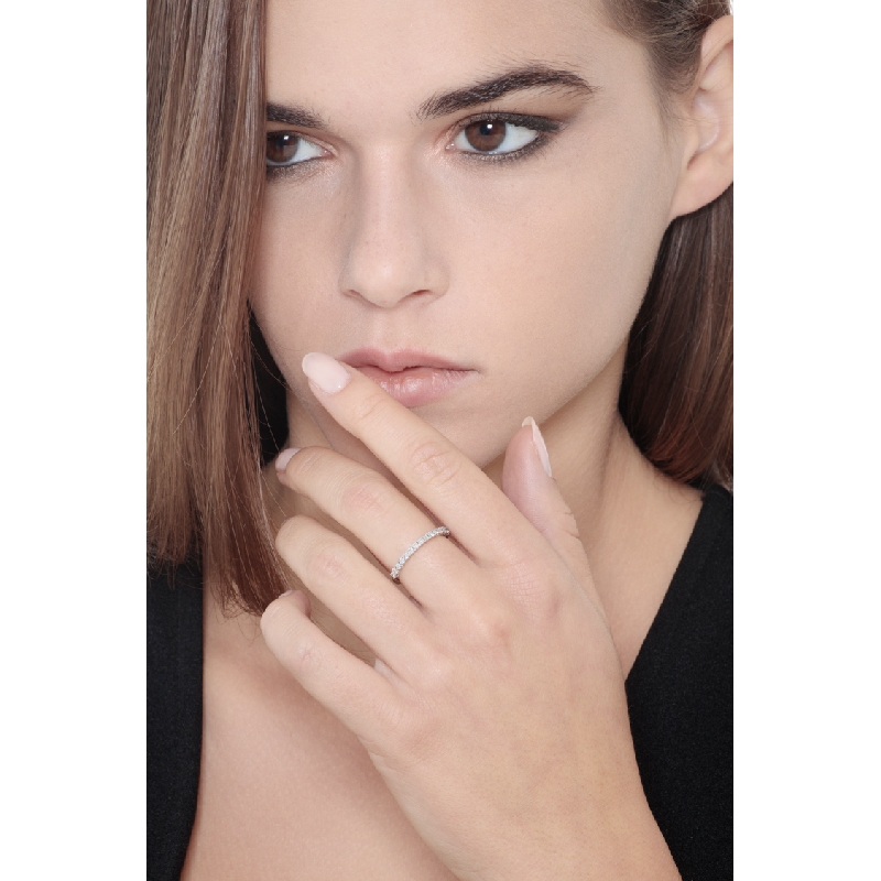 Diamond half eternity ring white gold 18k