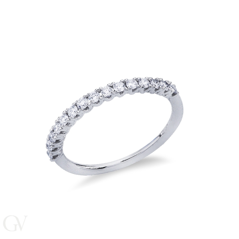 Diamond half eternity ring white gold 18k