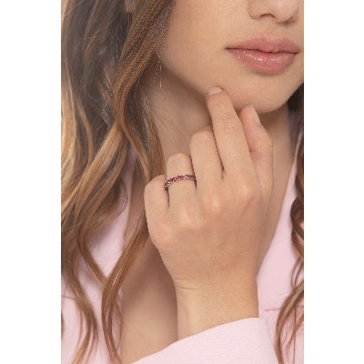 18k white gold half eternity ring with 11 rubies