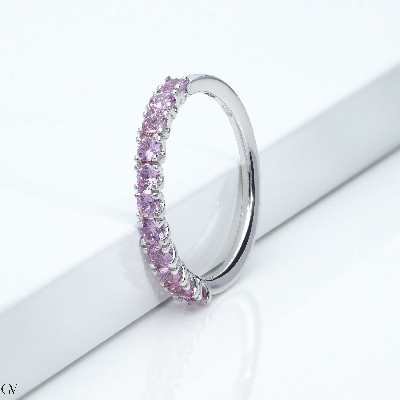 18k white gold half eternity with 11 pink sapphires
